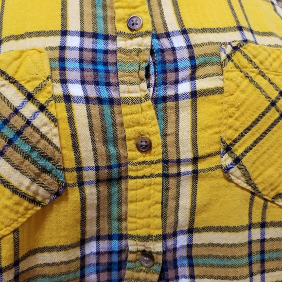 Merona top Medium plaid checks long sleeve button up down 100% cotton layering - Picture 10 of 16